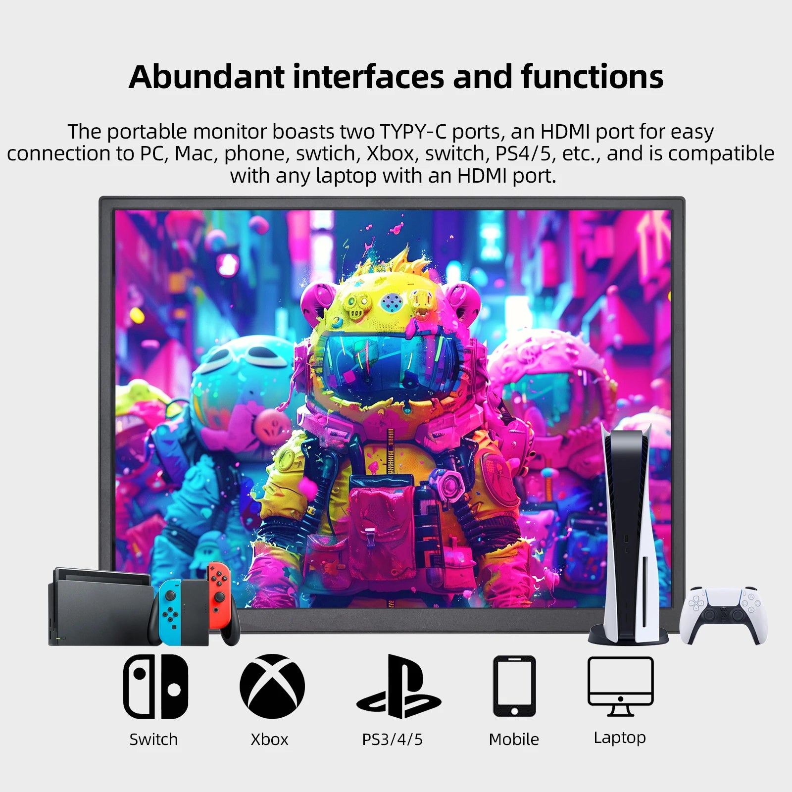 ZSUS 10.5-Inch Portable Monitor 1280P 100%sRGB 15:10 Low Blue Light For XBox PS4 / 5 Switch Cell Phone PC Loptop Extension - chinatopmarket