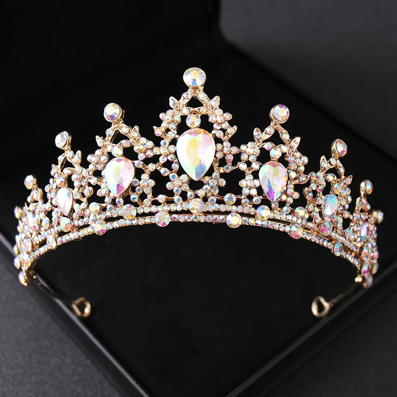 Wedding Hair Tiara Crystal Bridal Tiara Crown Silver Color Diadem Veil Tiaras Wedding Hair Accessories Headpieces Head Jewelry - chinatopmarket