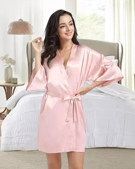 RB032 2018 New Silk Kimono Robe Bathrobe Women Silk Bridesmaid Robes Sexy Navy Blue Robes Satin Robe Ladies Dressing Gowns - chinatopmarket