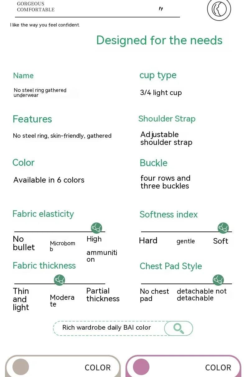 Mom Brassiere Without Steel Ring Breathable Gathered Ladies Underwear Non-magnetic Thin Cup Glossy Obese Female Ladies Bra - chinatopmarket