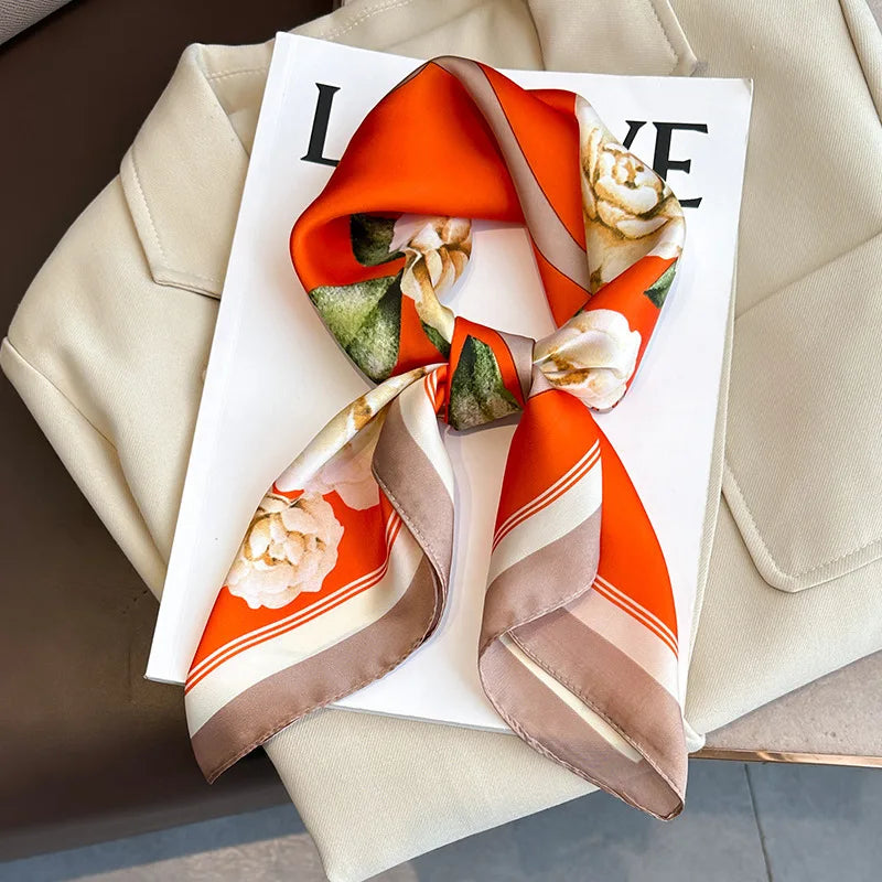 2025 New Fashion 70X70cmPrinted Women's Scarf Pashmina Silk Scarf Square Shawl Decorative Headband Neck Luxury Design Bandana - chinatopmarket