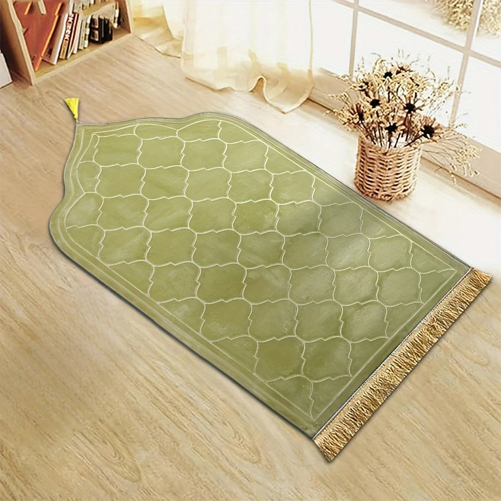 Thickened Printed Prayer Mat Plush With Tassel Flannel Irregular Prayer Mat - chinatopmarket