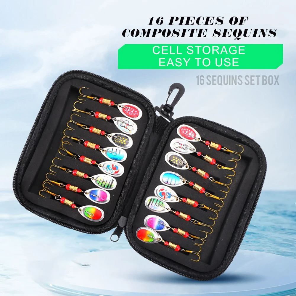 16pcs Metal Spinner Bait Fishing Lure Artificial SpinnerBait For Pike Bass Trout Fishing With Fishing Bag - chinatopmarket