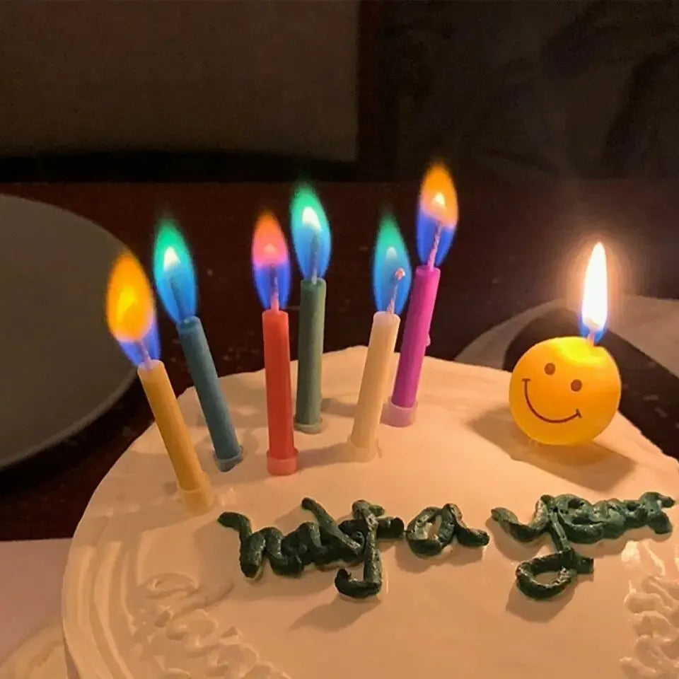 Colored Birthday Party Supplies 6/12pcs Wedding Colorful Multicolor Candles Safe Flames Dessert Cake Candles Decoration - chinatopmarket