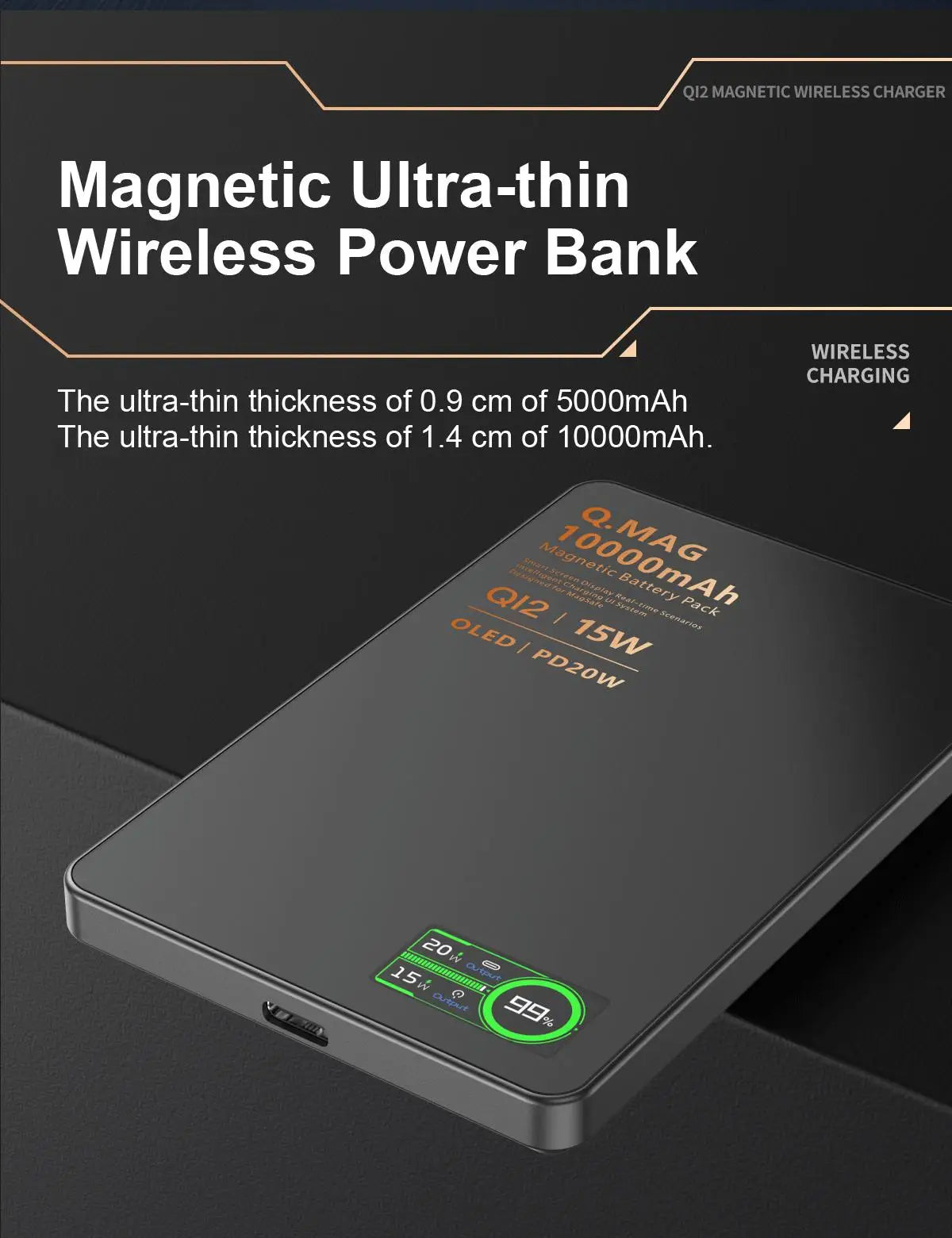 QI 2.1 Magnetic Powerbank Wireless Fast Charing Spare Portable External Battery for iPhone 12-17 Pro Watch Airpods 5000/10000mAh - chinatopmarket