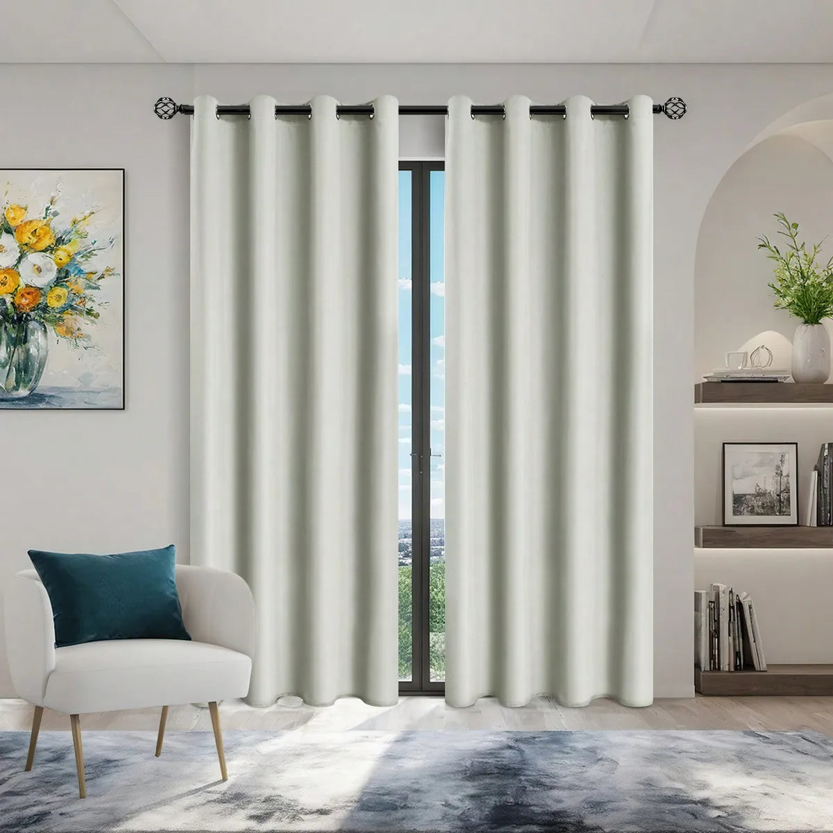 1panel Solid 100% Blackout Curtains with Grommets, Total Privacy Drapes for Bedroom, Living Room, Home Decor,Lightweight Curtain - chinatopmarket