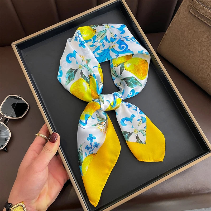 2025 New Fashion 70X70cmPrinted Women's Scarf Pashmina Silk Scarf Square Shawl Decorative Headband Neck Luxury Design Bandana - chinatopmarket