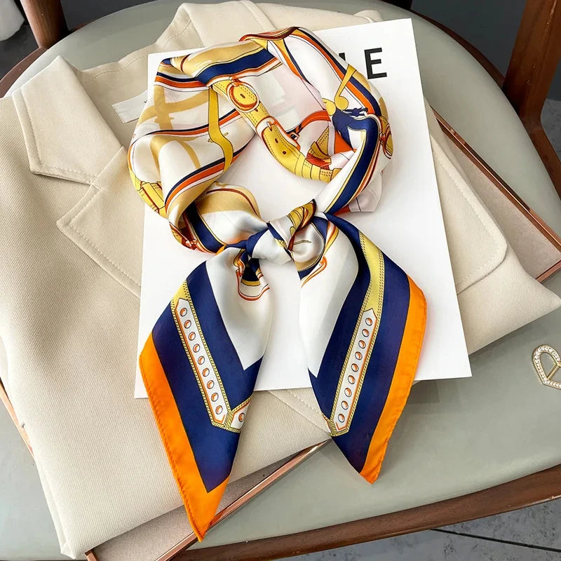 2025 New Fashion 70X70cmPrinted Women's Scarf Pashmina Silk Scarf Square Shawl Decorative Headband Neck Luxury Design Bandana - chinatopmarket