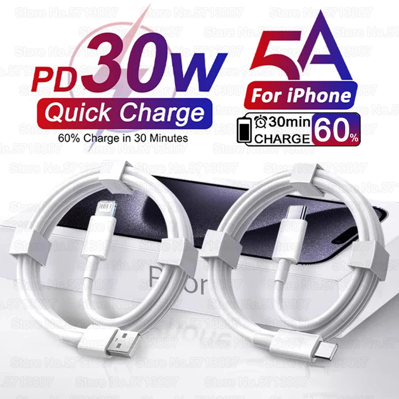PD 30W USB Cable For Apple iPhone 15 14 13 12 11 Pro Max 7 8 Plus XS X XR Fast Charging USB C Cable Charge Date Wire Accessories - chinatopmarket