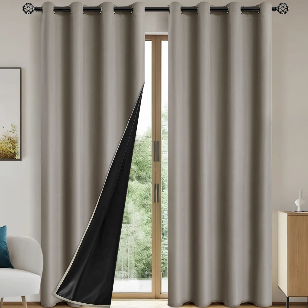 1panel Solid 100% Blackout Curtains with Grommets, Total Privacy Drapes for Bedroom, Living Room, Home Decor,Lightweight Curtain - chinatopmarket