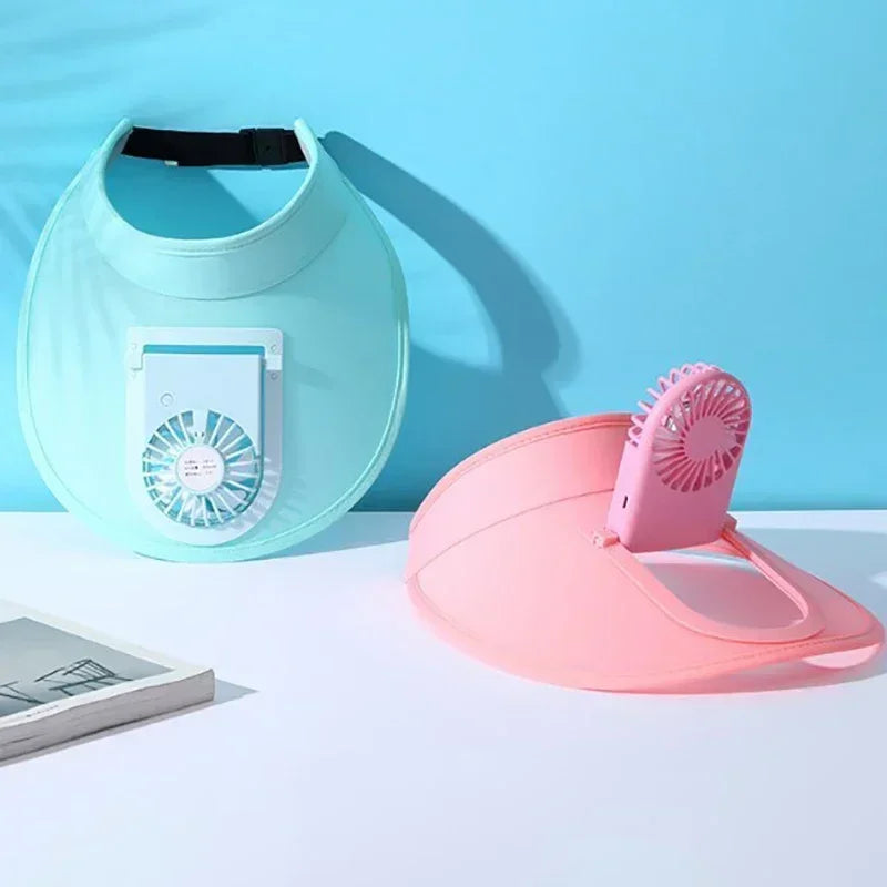 Cooling Fan Hat Breathable USB Rechargeable Fans Hat Sun Visors Hat with Fan for Men Women Girls Boys Sport Fishing Travel - chinatopmarket