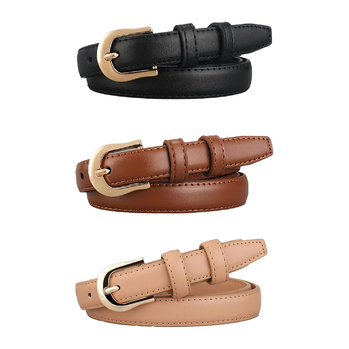 Belt Summer Brown Belt with Fine Matching Western Pants Simple and Versatile Belt 2024 New Fashion Decoration - chinatopmarket