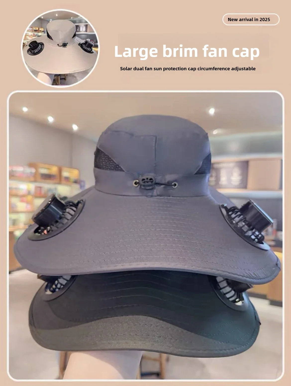Mens Quick Dry Bucket Hat Large Size Sun Hat with Solar Powered Fan USB Rechargeable for Outdoor Hiking Camping Fishing Activity - chinatopmarket