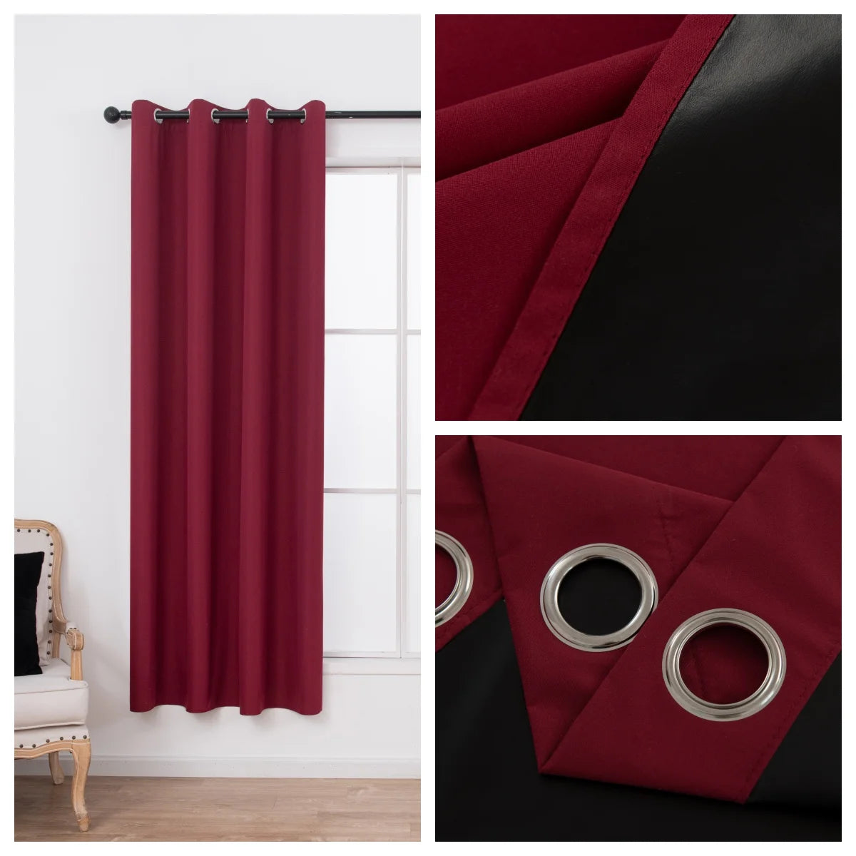 1panel Solid 100% Blackout Curtains with Grommets, Total Privacy Drapes for Bedroom, Living Room, Home Decor,Lightweight Curtain - chinatopmarket