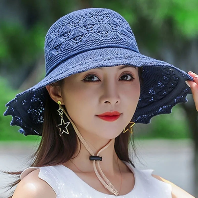Fold Wide Brim Sun Hat Woman Summer Straw Hat Woman Beach Protection Dense Hat Women XKTYM01 - chinatopmarket