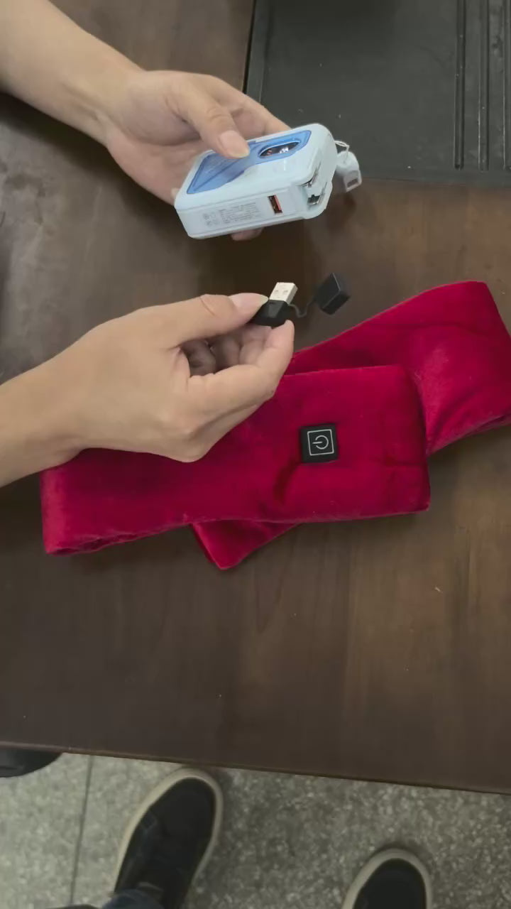 USB Women Men Heating Scarf Temperature Scarf 3 Gears Wrap Fleece Washable Electric Neck Warmer Not Inclound Battery for Camping